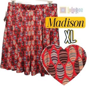 LuLaRoe Madison Pleated Skirt Extra Large 18-20 Hidden Pockets Soft Stretchy Mid